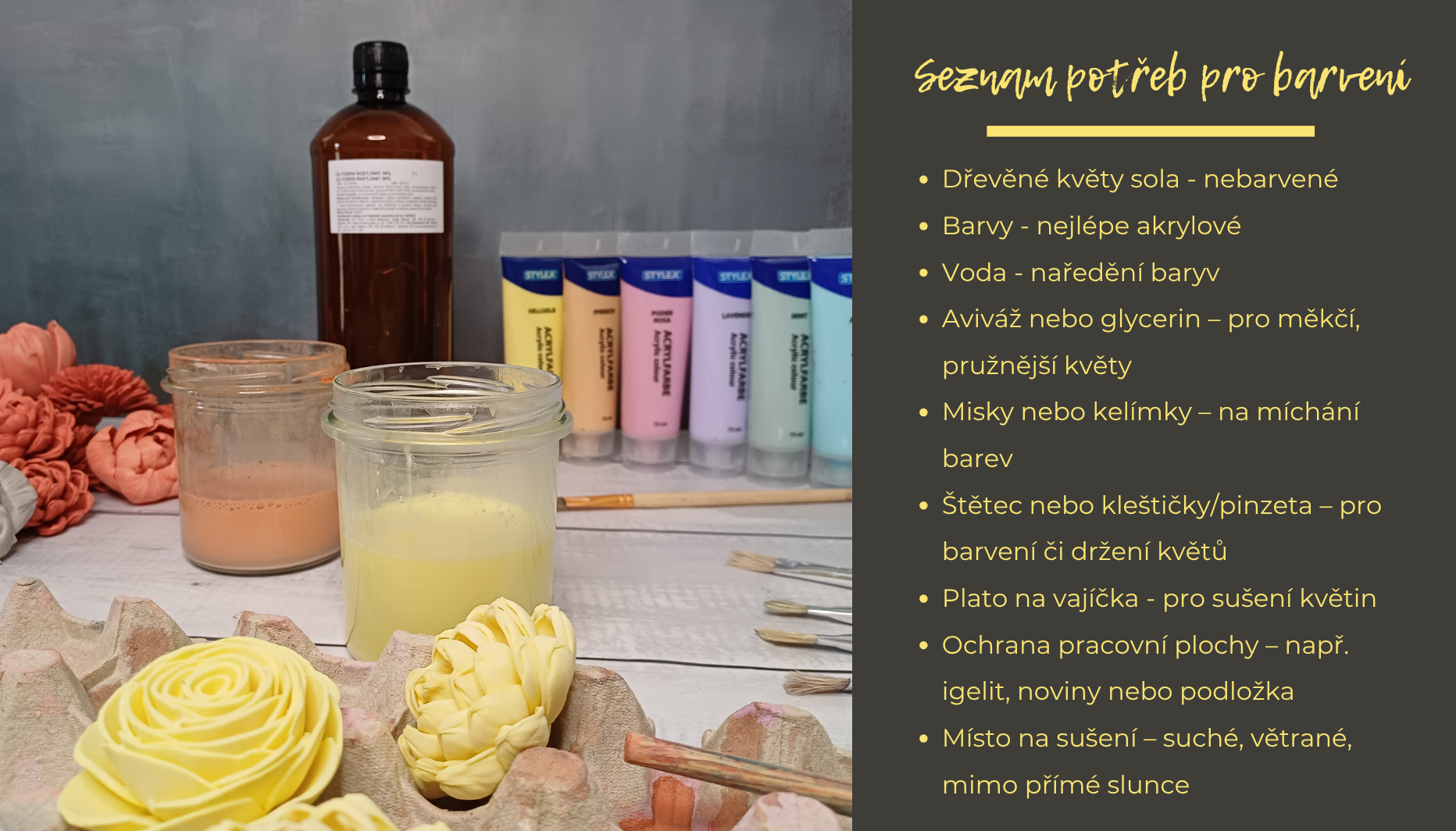 Seznam potřeb pro barvení